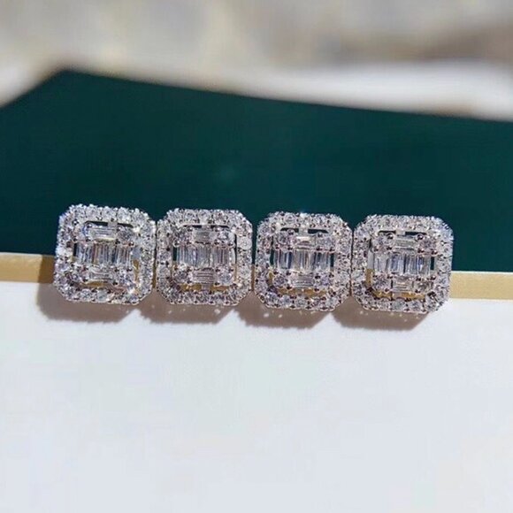 Sparkling Clear CZ Unique Design Stud Earrings for Women, MLNN1066 - Picture 5 of 6